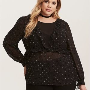 Torrid Chiffon Black White Dot Blouse Size 0